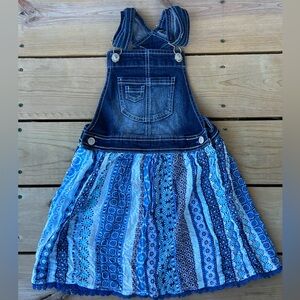 Jordache Kids Blue Paisley Patterned Denim Overalls Dress Size 7/8